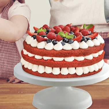 Fenteer Cake Plate Turntable Rotating Anti-Skid Cake Stand,Cake Decorating Rotating Table DIY Baking Kitchen Tool - Image 4